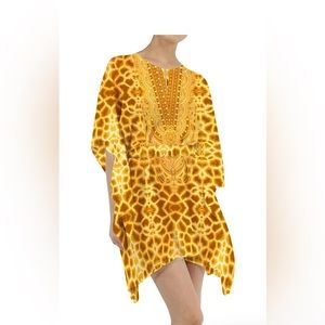 Shahida Parides  LUXURY PRINTED SHORT KAFTAN IN ORANGE